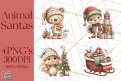 Christmas Animal Santa and Elves Mini World Clipart PNG Product Image 1