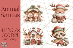 Christmas Animal Santa and Elves Mini World Clipart PNG Product Image 1