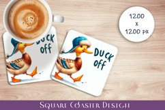 Funny duck Sarcastic Quotes Coaster Sublimation Design Product Image 1