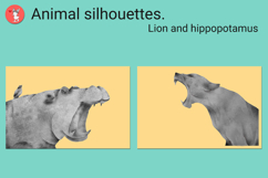 Animal silhouettes. Lion and hippopotamus Product Image 2