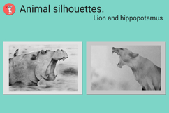 Animal silhouettes. Lion and hippopotamus Product Image 3
