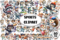 Bright animal sports clipart in the style of American sports Product Image 1