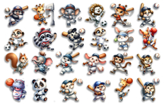 Bright animal sports clipart in the style of American sports Product Image 2