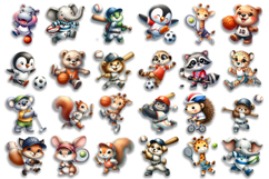 Bright animal sports clipart in the style of American sports Product Image 3