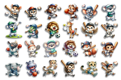 Bright animal sports clipart in the style of American sports Product Image 4