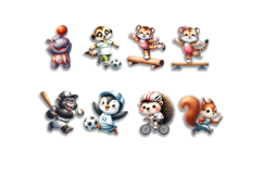 Bright animal sports clipart in the style of American sports Product Image 5