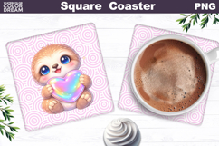 Cute Animal Square Coaster | Valentine Sublimation Product Image 1
