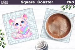 Cute Animal Square Coaster | Valentine Sublimation Product Image 1