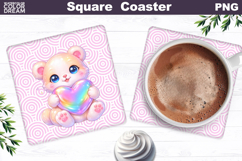 Cute Animal Square Coaster | Valentine Sublimation Product Image 1
