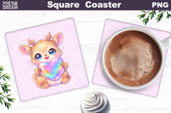 Cute Animal Square Coaster | Valentine Sublimation Product Image 1