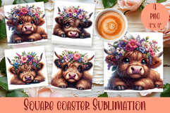 Summer watercolor funny animal - Animal square coaster Product Image 1