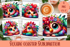 Summer watercolor funny animal - Animal square coaster Product Image 1