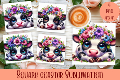 Summer watercolor funny animal - Animal square coaster Product Image 1