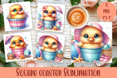 Summer watercolor funny animal - Animal square coaster Product Image 1