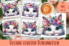 Summer watercolor funny animal - Animal square coaster Product Image 1