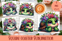 Summer watercolor funny animal - Animal square coaster Product Image 1