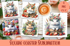 Summer watercolor funny animal - Animal square coaster Product Image 1