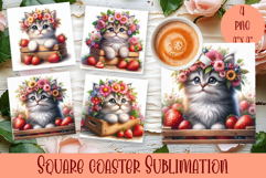 Summer watercolor funny animal - Animal square coaster Product Image 1
