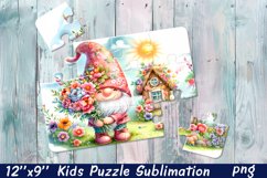 Gnome flowers| Floral Sublimation Puzzle Design Product Image 1