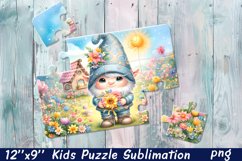 Gnome flowers| Floral Sublimation Puzzle Design Product Image 1