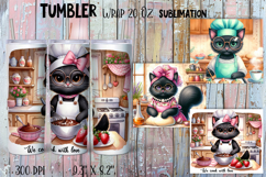 Funny Housewife cat Watercolor Sublimation Tumbler Wrap Product Image 1