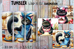 Funny Housewife cat Watercolor Sublimation Tumbler Wrap Product Image 1