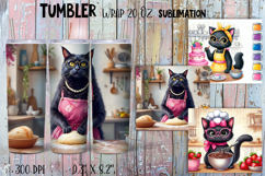 Funny Housewife cat Watercolor Sublimation Tumbler Wrap Product Image 1