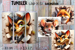 Funny forest animal Watercolor Sublimation Tumbler Wrap Product Image 1