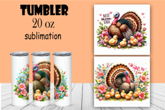 Watercolor sublimation with funny animals, turkey Product Image 1