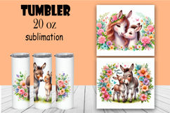 Watercolor sublimation with funny animals, donkey Product Image 1