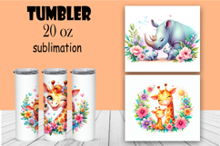 Watercolor sublimation with funny animals, africa Product Image 1