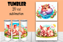Mother&#039;s Day Pig Tumbler Sublimation PNG, 20 oz Tumbler Wrap Product Image 1