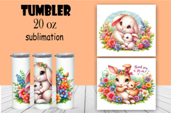 Cute bunny summer Sublimation Cup. Cup Wrap tumbler Product Image 1