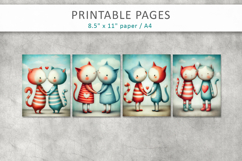 valentine cats printable pages, kids printable art Product Image 2