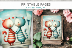 valentine cats printable pages, kids printable art Product Image 3