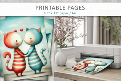 valentine cats printable pages, kids printable art Product Image 4