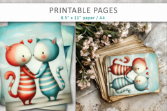 valentine cats printable pages, kids printable art Product Image 5