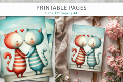 valentine cats printable pages, kids printable art Product Image 7