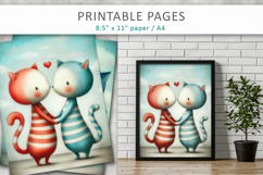 valentine cats printable pages, kids printable art Product Image 1