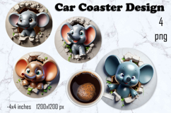 Funny animal, Broken Brick Wall car Coaster Design Product Image 1