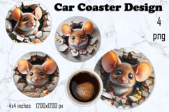 Funny animal, Broken Brick Wall car Coaster Design Product Image 1
