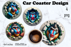 Funny animal, Broken Brick Wall car Coaster Design Product Image 1
