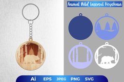 Bear Walking in The Forest 3D Layered Lasercut for Keychain Product Image 1
