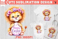 Cute Lion with egg | Easter clipart | Happy Easter Product Image 1