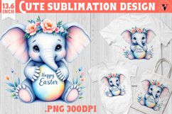 Cute Elephant with egg | Easter clipart | Happy Easter Product Image 1