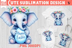 Cute Elephant with egg | Easter clipart | Happy Easter Product Image 1
