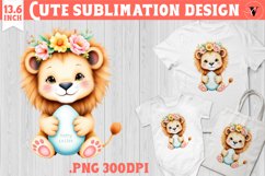 Cute Lion with egg | Easter clipart | Happy Easter Product Image 1