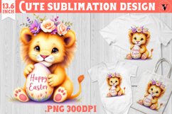 Cute Lion with egg | Easter clipart | Happy Easter Product Image 1
