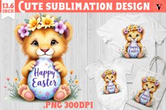 Cute Lion with egg | Easter clipart | Happy Easter Product Image 1