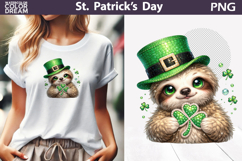 St. Patrick's Day Clipart | Sloth Clover Sublimation Product Image 1